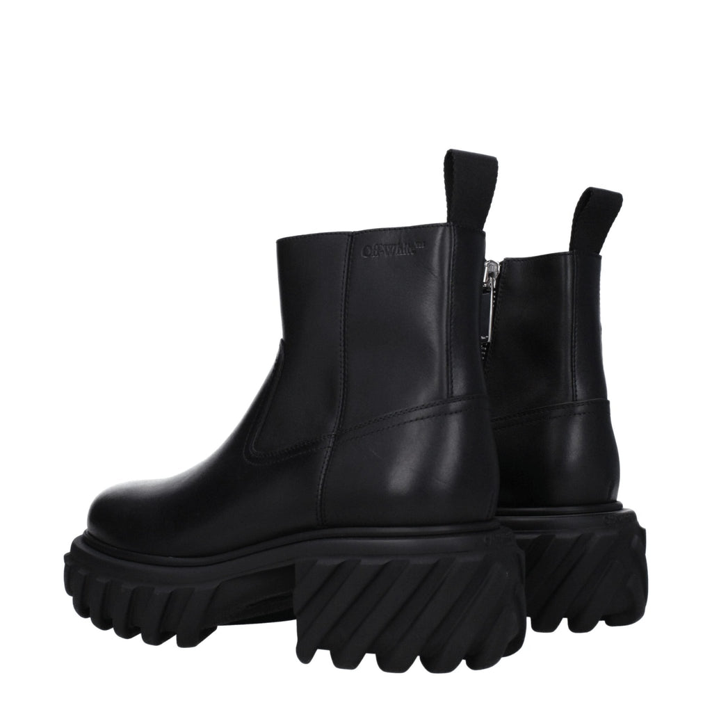 Off - White Black Leather Ankle - Beyzy Store - Off - White