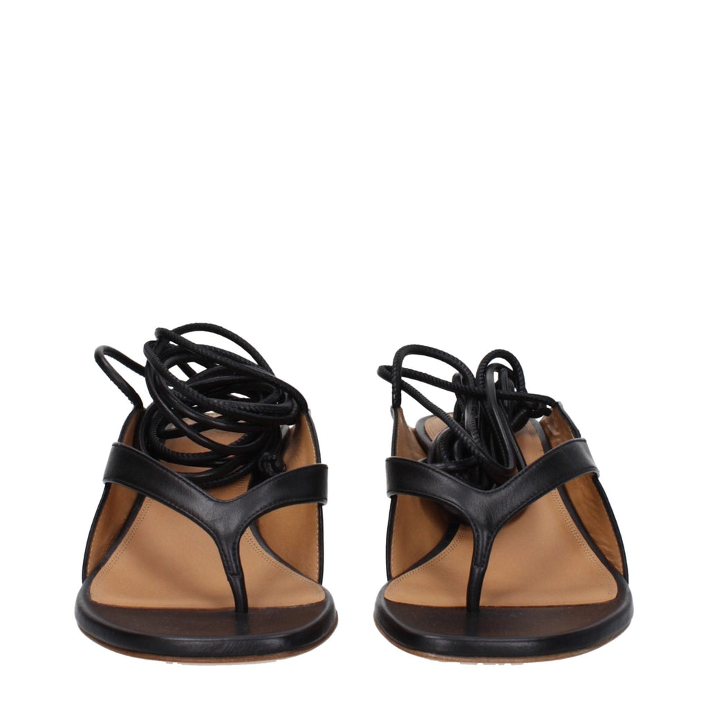 Off - White Black Leather Flip - Flop Sandal - Beyzy Store - Off - White
