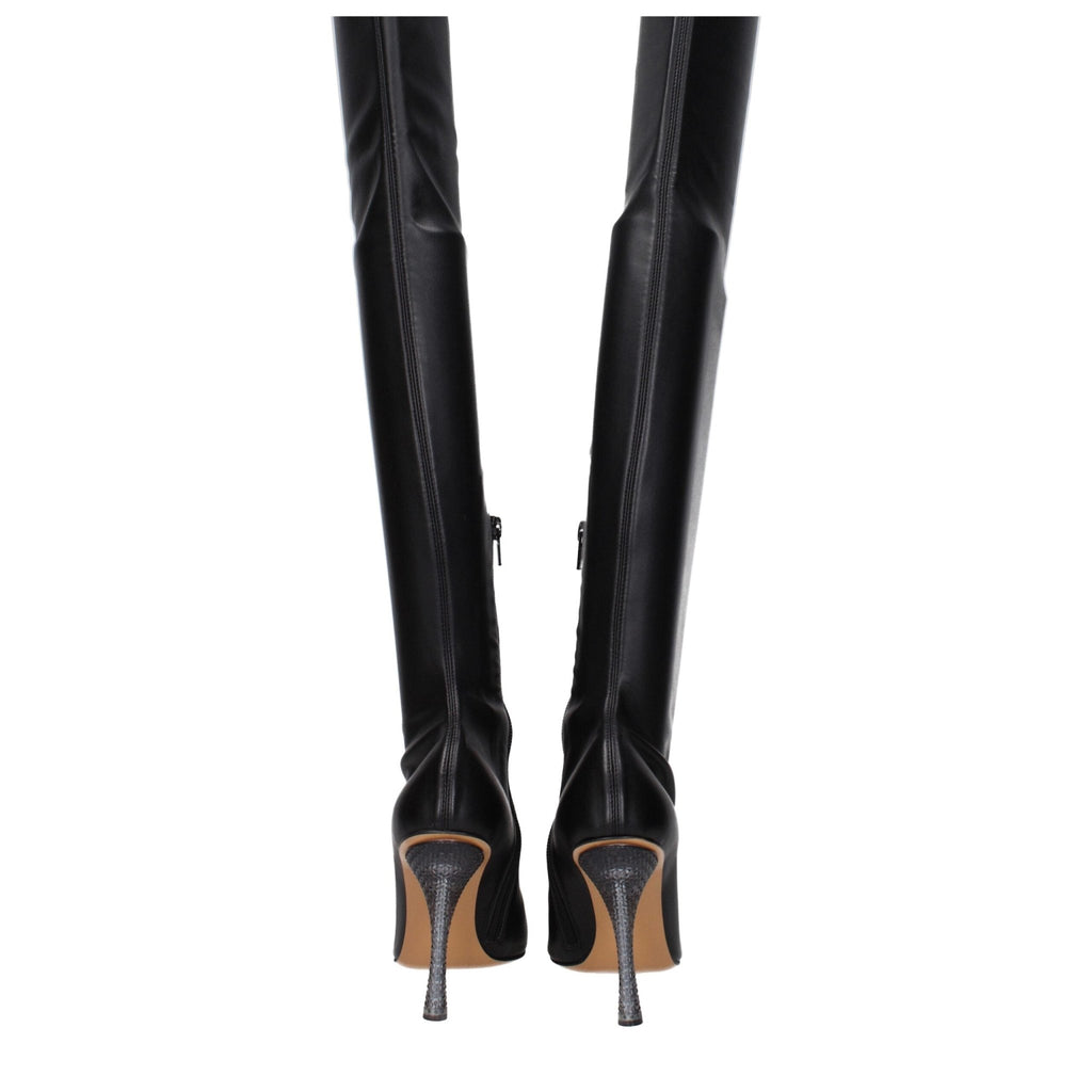 Off - White Black Leather Over The Knee - Beyzy Store - Off - White