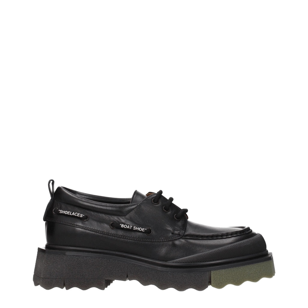 Off - White Black Leather Oxfords And Derby - Beyzy Store - Off - White