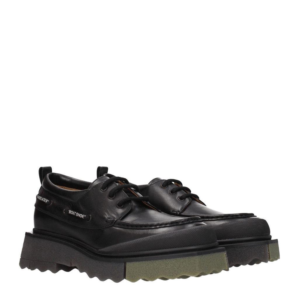 Off - White Black Leather Oxfords And Derby - Beyzy Store - Off - White