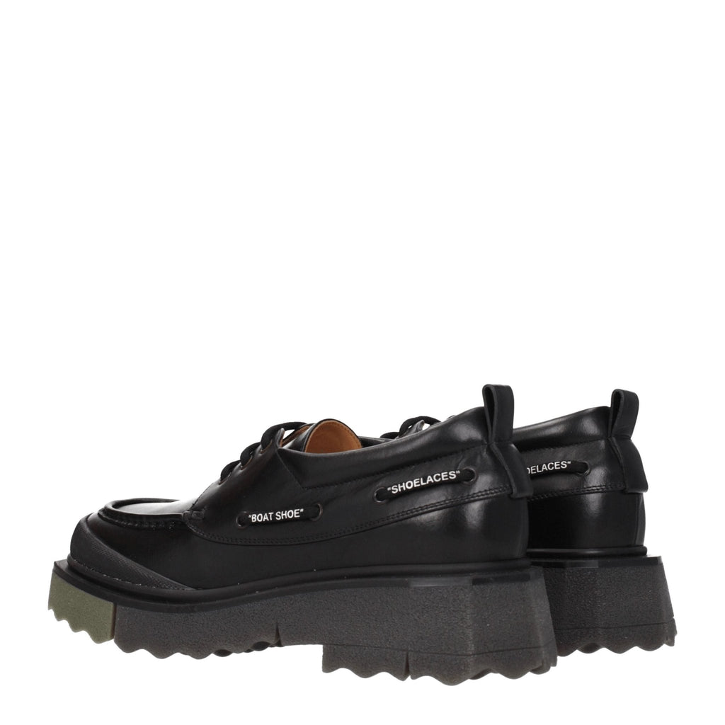 Off - White Black Leather Oxfords And Derby - Beyzy Store - Off - White