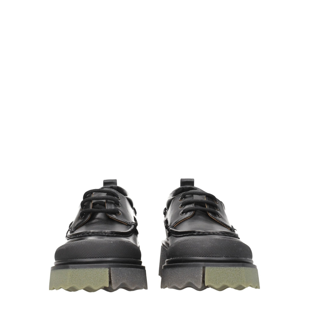Off - White Black Leather Oxfords And Derby - Beyzy Store - Off - White