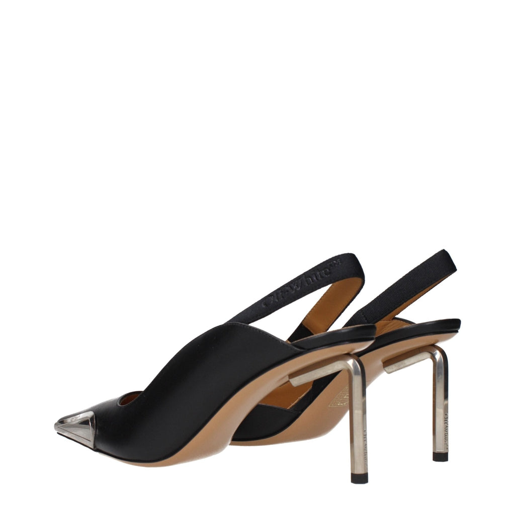 Off - White Black Leather Pumps - Beyzy Store - Off - White