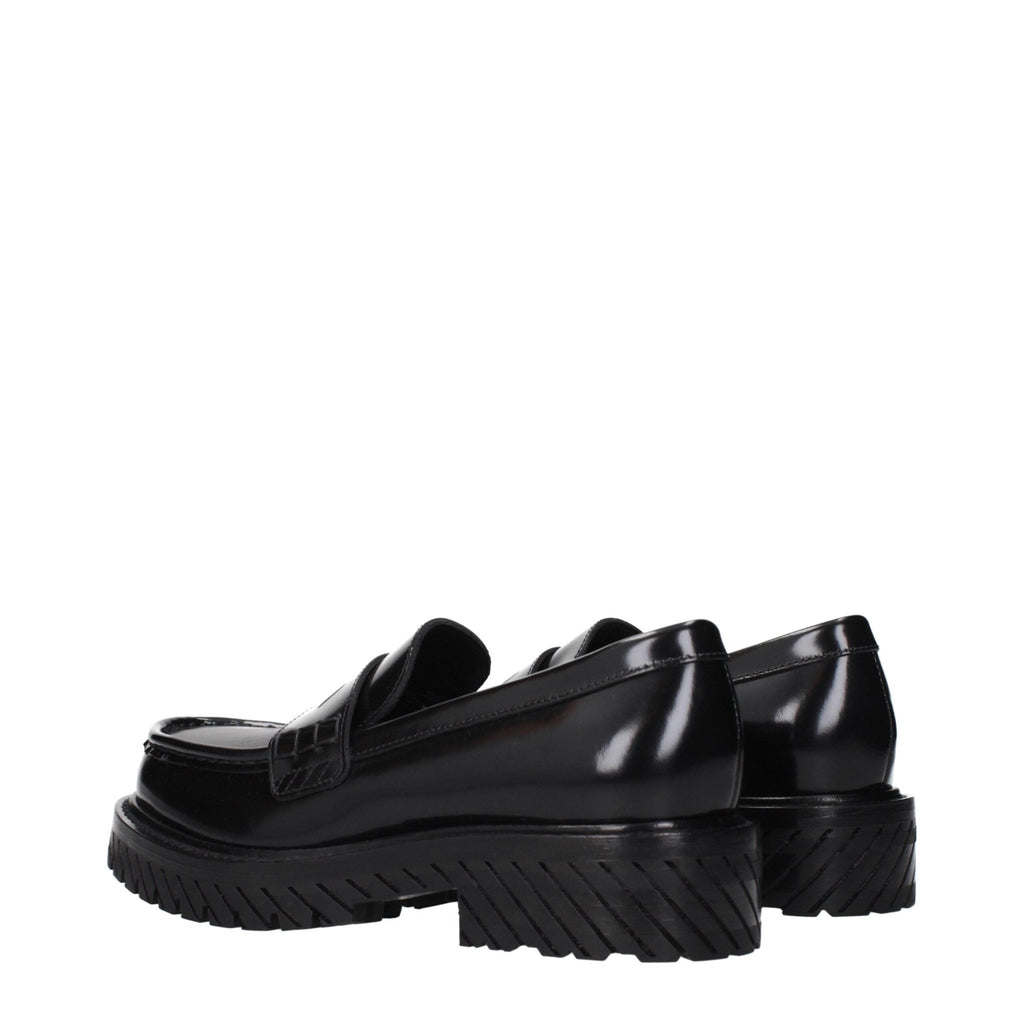 Off - White Black Leather Slip - On Loafers - Beyzy Store - Off - White