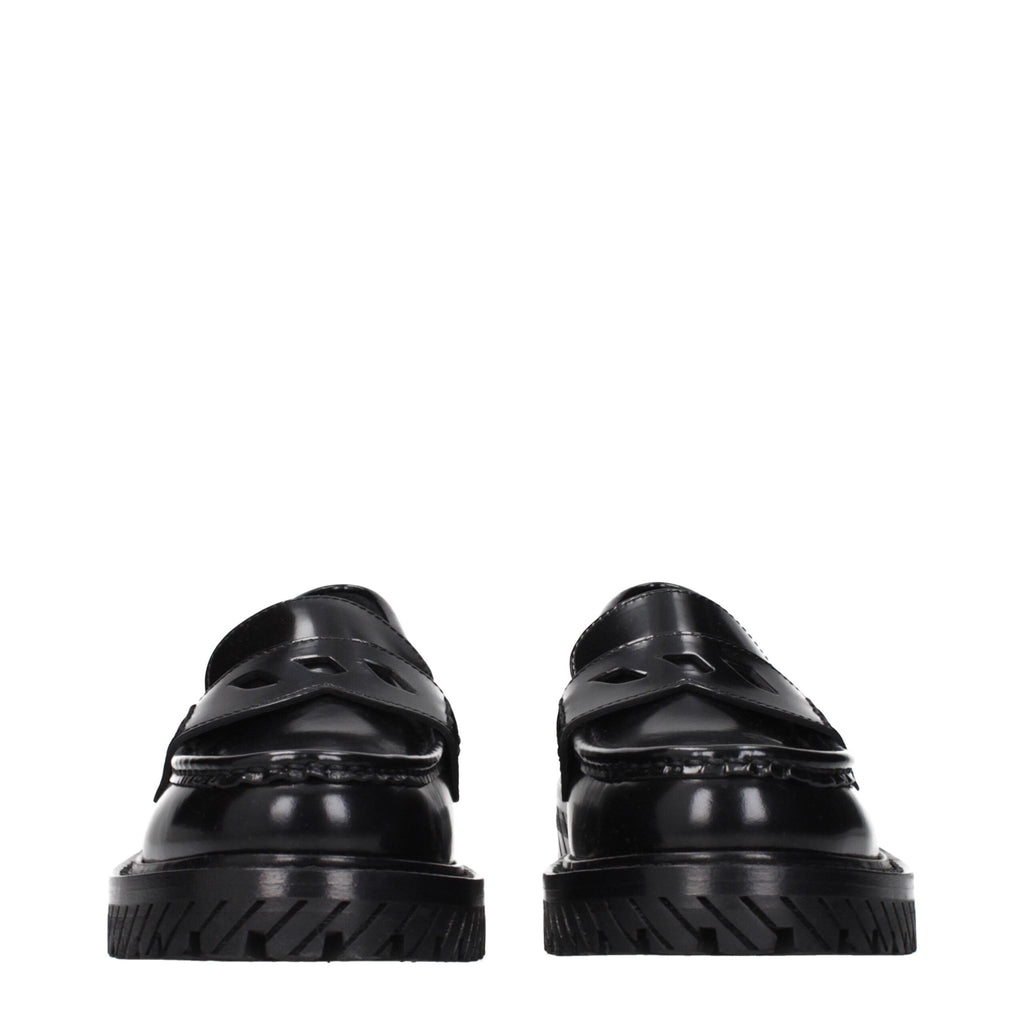 Off - White Black Leather Slip - On Loafers - Beyzy Store - Off - White