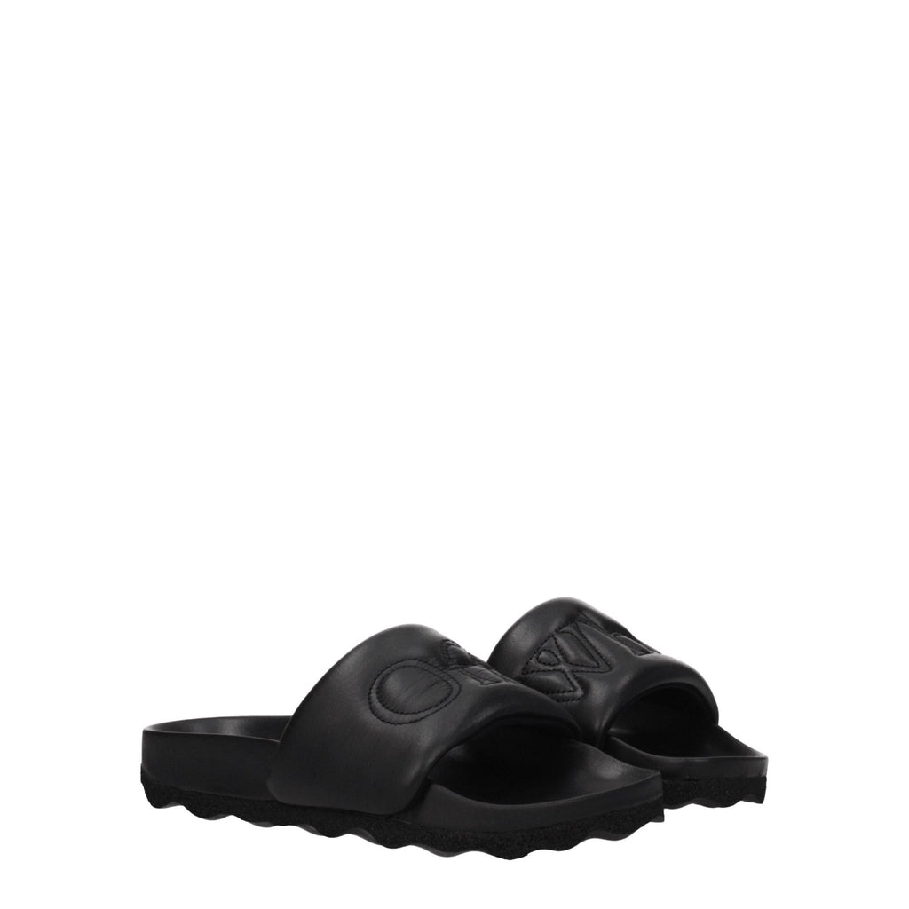 Off - White Black Leather Slipper - Beyzy Store - Off - White