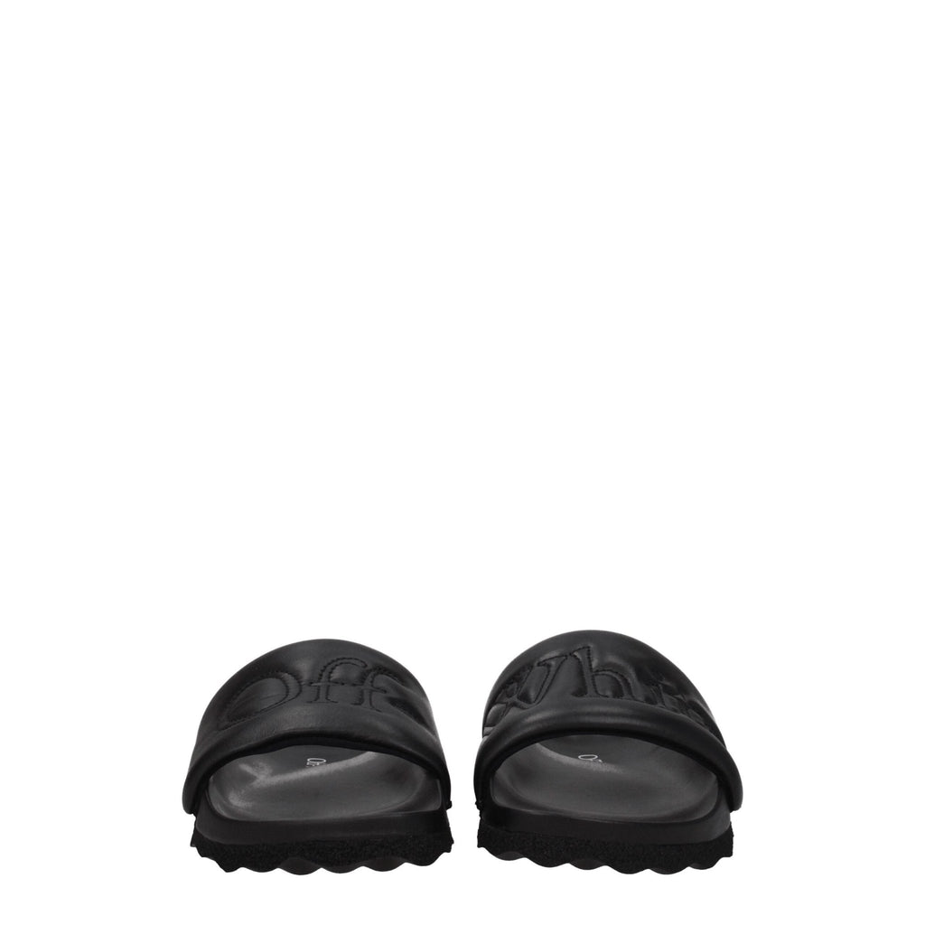 Off - White Black Leather Slipper - Beyzy Store - Off - White