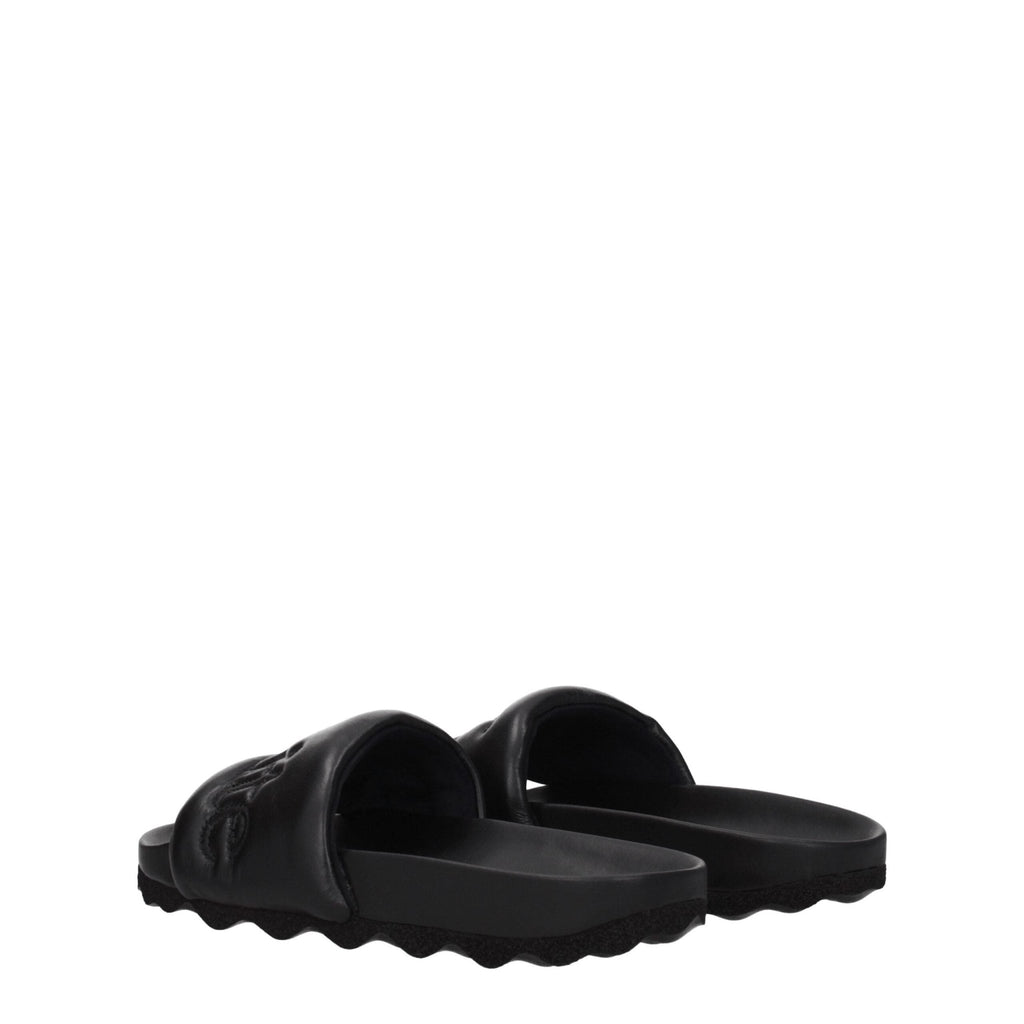 Off - White Black Leather Slipper - Beyzy Store - Off - White