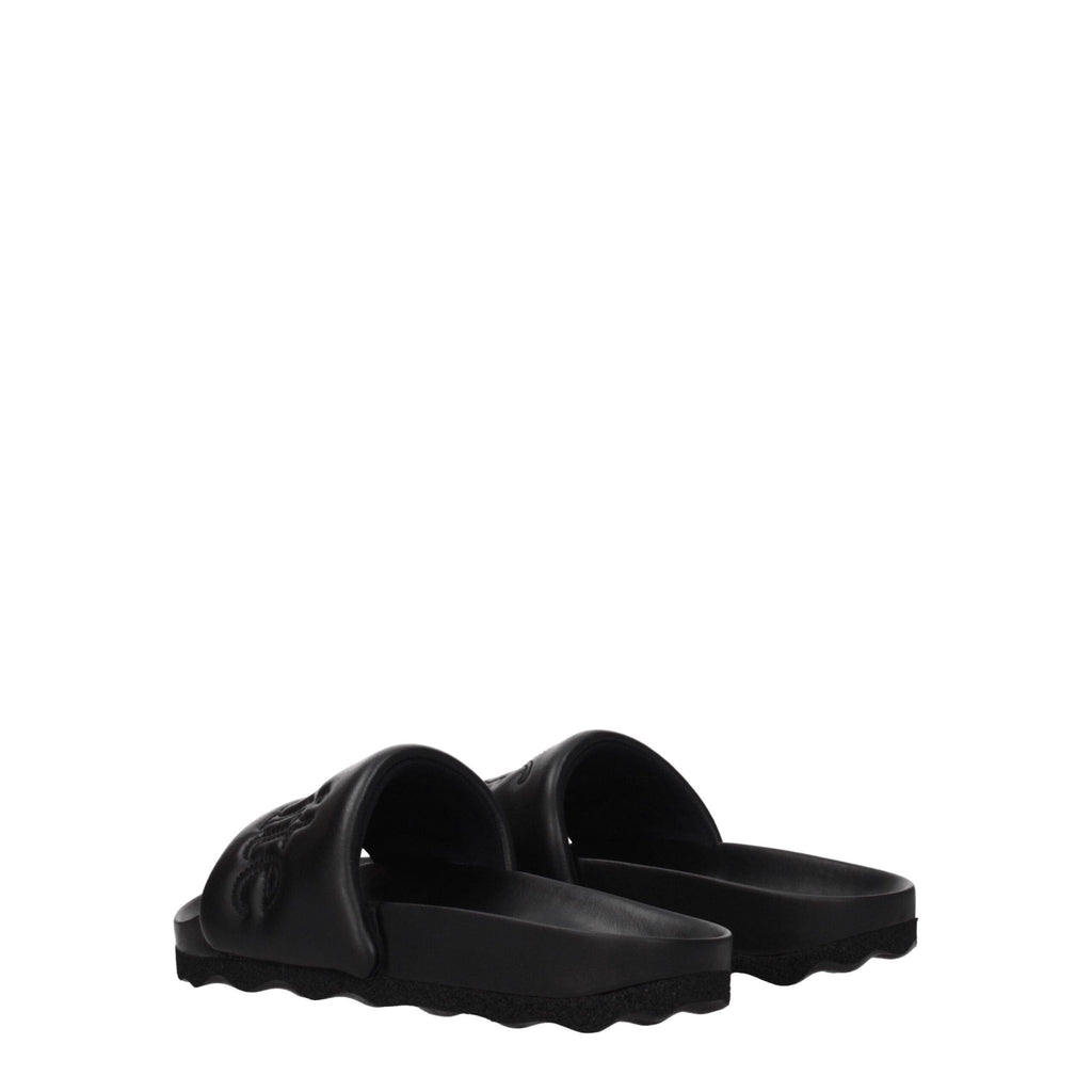 Off - White Black Leather Slipper - Beyzy Store - Off - White