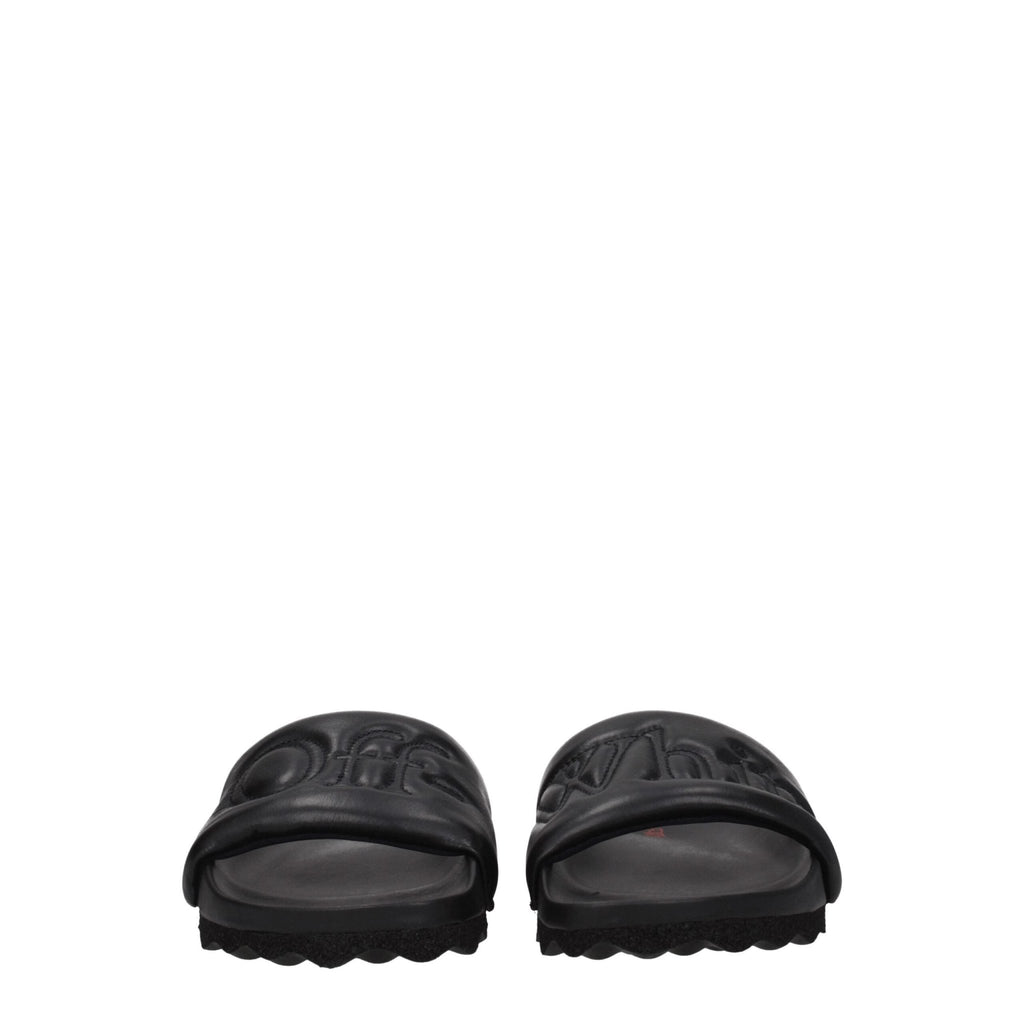 Off - White Black Leather Slipper - Beyzy Store - Off - White