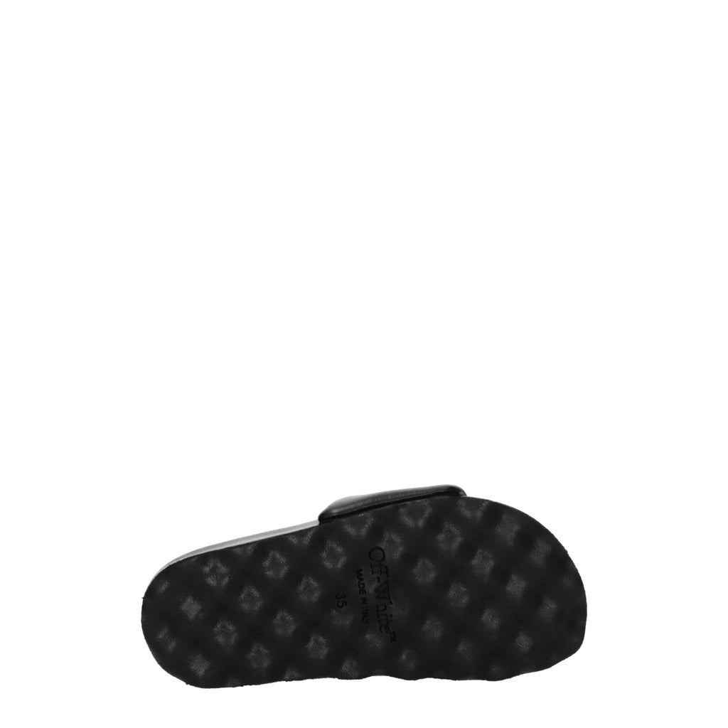 Off - White Black Leather Slipper - Beyzy Store - Off - White