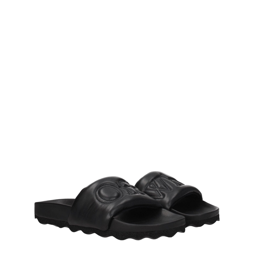 Off - White Black Leather Slipper - Beyzy Store - Off - White