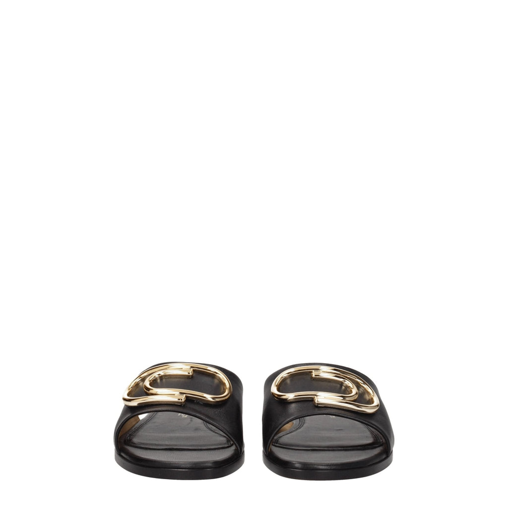 Off - White Black Leather Slippers Sandals - Beyzy Store - Off - White