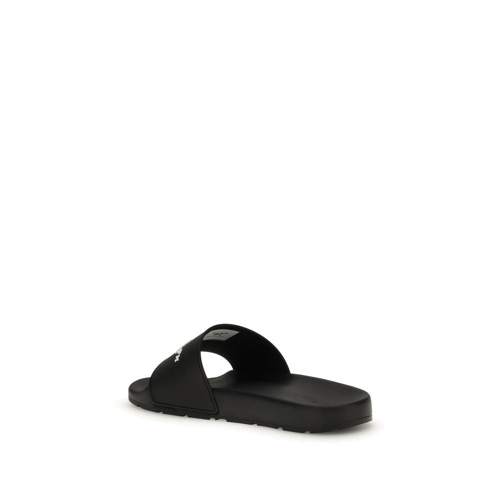Off - White Black Slides with Bookish Logo - Beyzy Store - Off - White