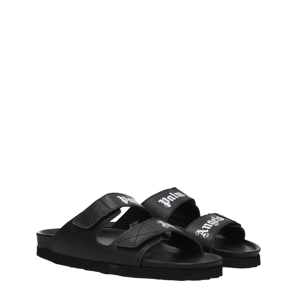 Palm Angels Black Leather Slipper - Beyzy Store - Palm Angels