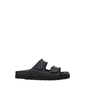 Palm Angels Black Leather Slipper - Beyzy Store - Palm Angels