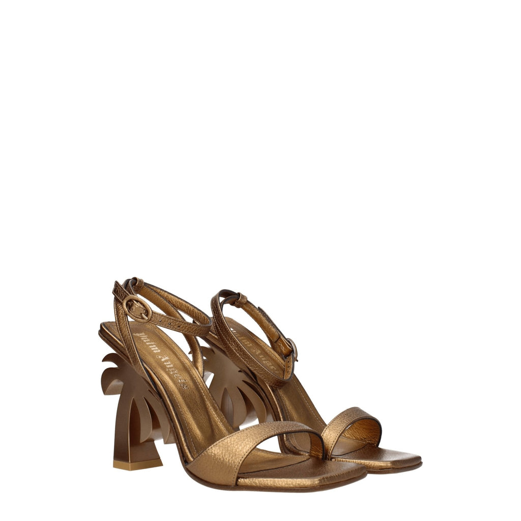 Palm Angels Gold Leather Sandal - Beyzy Store - Palm Angels
