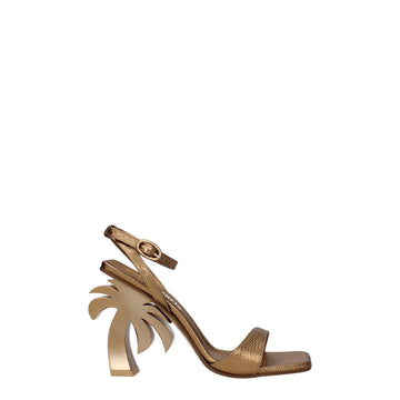 Palm Angels Gold Leather Sandal - Beyzy Store - Palm Angels
