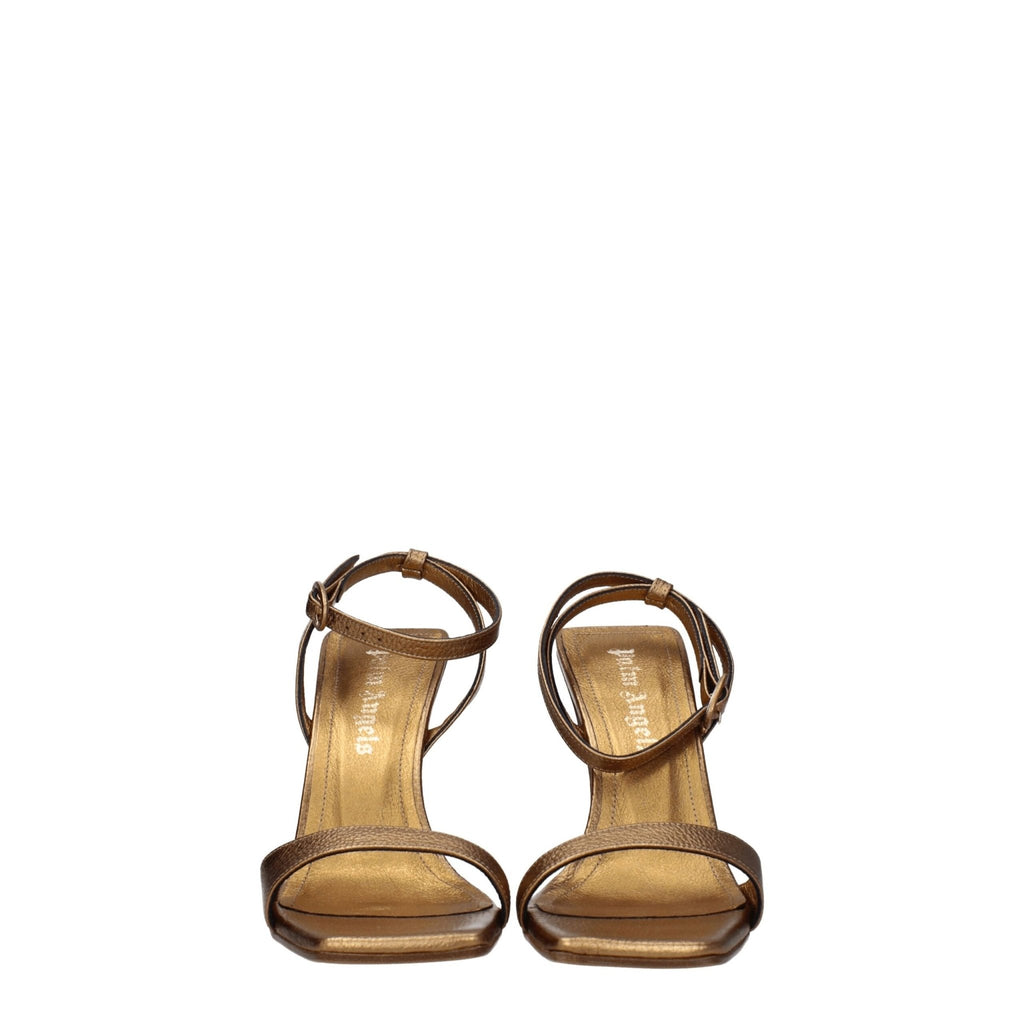 Palm Angels Gold Leather Sandal - Beyzy Store - Palm Angels