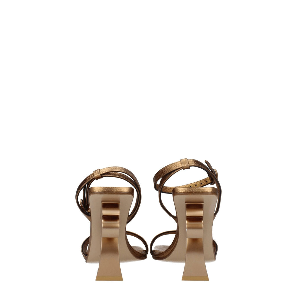 Palm Angels Gold Leather Sandal - Beyzy Store - Palm Angels