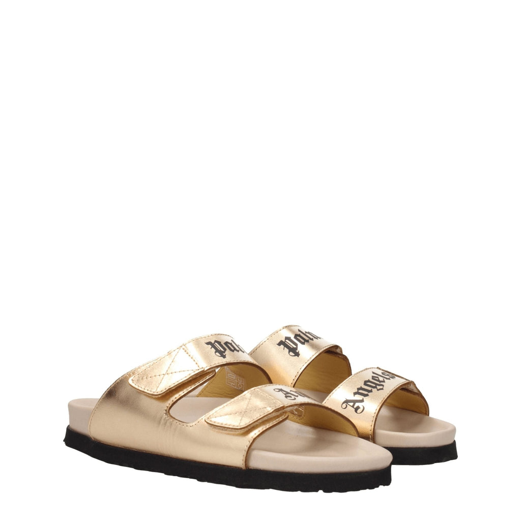 Palm Angels Gold Leather Slipper - Beyzy Store - Palm Angels