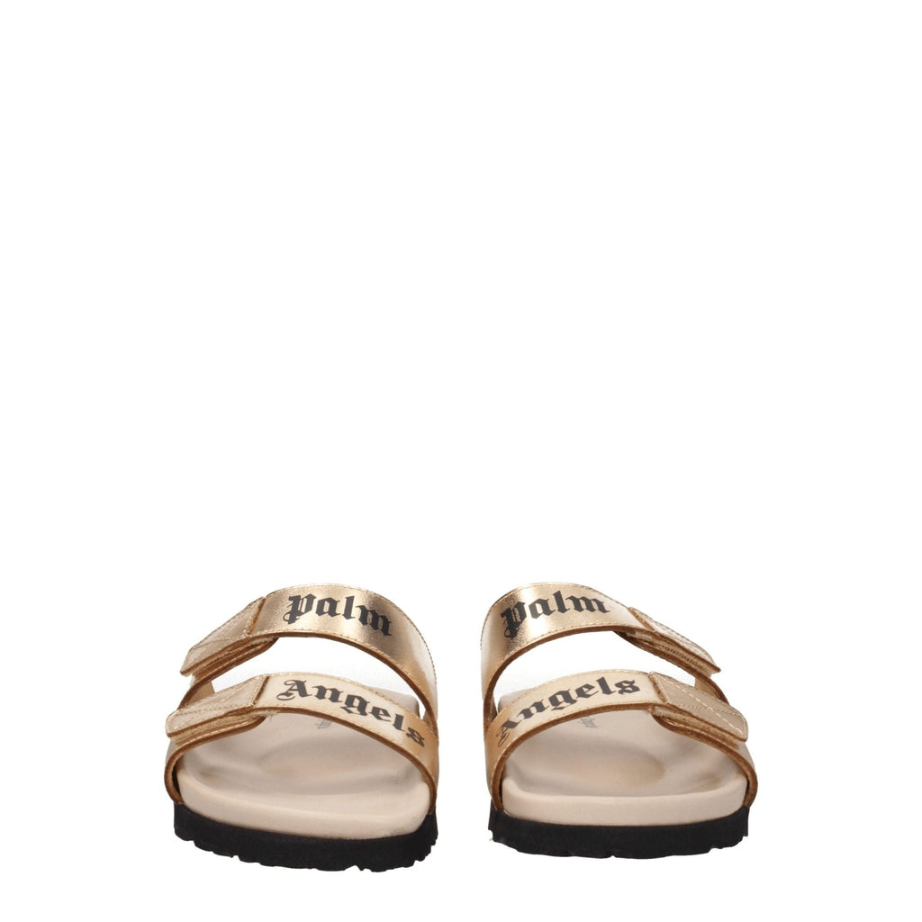 Palm Angels Gold Leather Slipper - Beyzy Store - Palm Angels