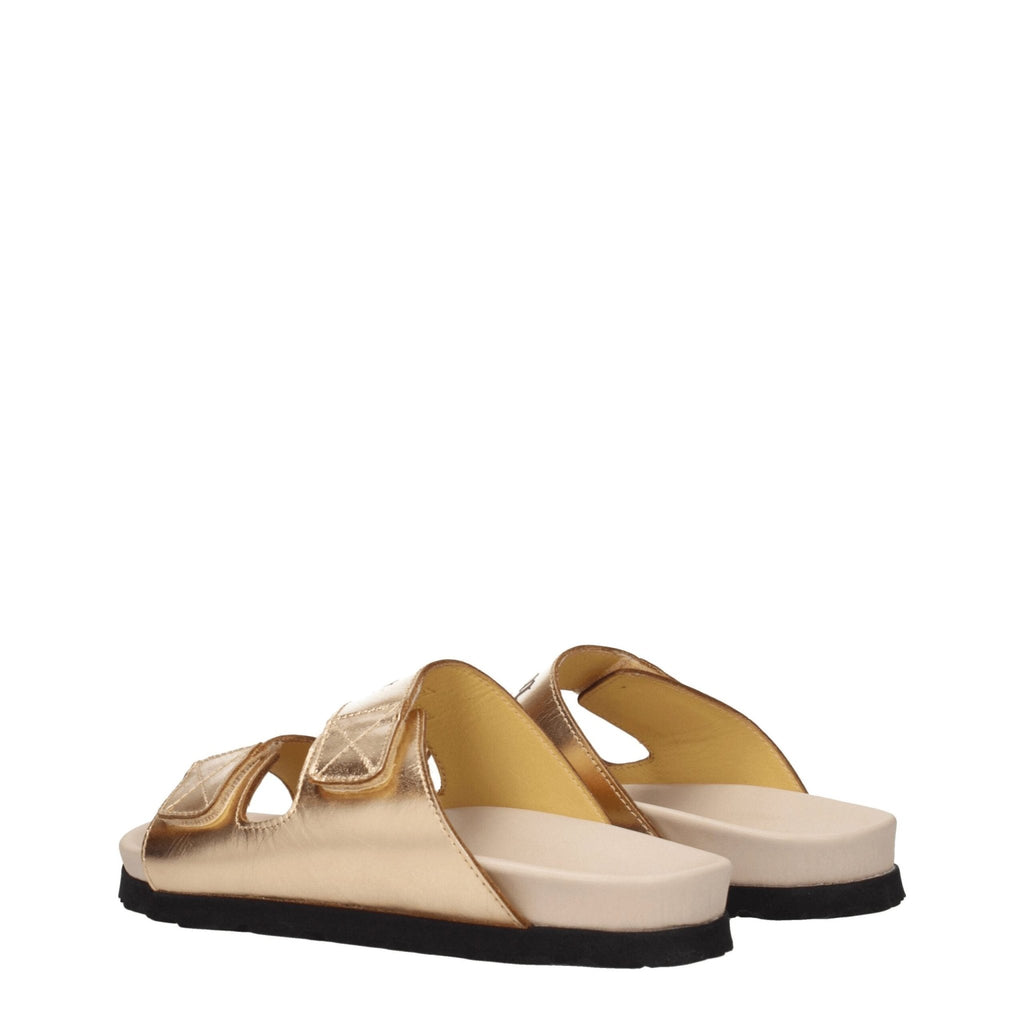 Palm Angels Gold Leather Slipper - Beyzy Store - Palm Angels