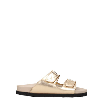 Palm Angels Gold Leather Slipper - Beyzy Store - Palm Angels