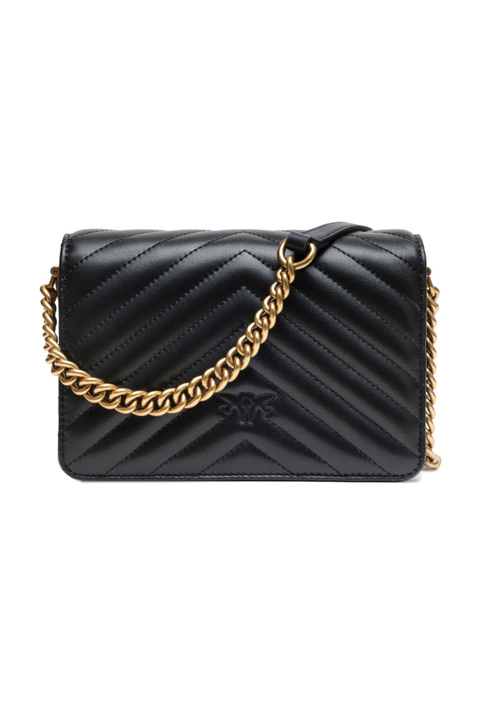 PINKO Black Leather Love Click Mini Shoulder Bag - Beyzy Store - PINKO