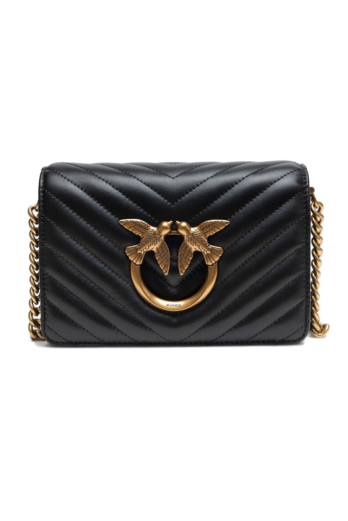 PINKO Black Leather Love Click Mini Shoulder Bag - Beyzy Store - PINKO