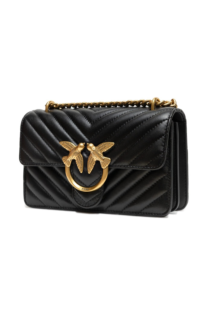 PINKO Black Leather Love One Mini Shoulder Bag - Beyzy Store - PINKO