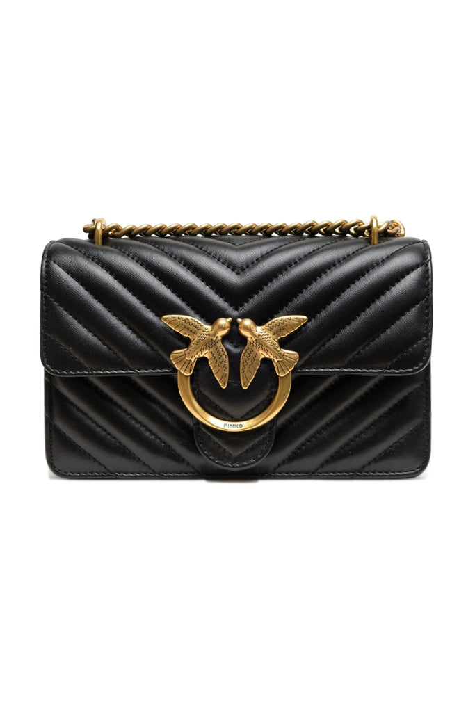 PINKO Black Leather Love One Mini Shoulder Bag - Beyzy Store - PINKO