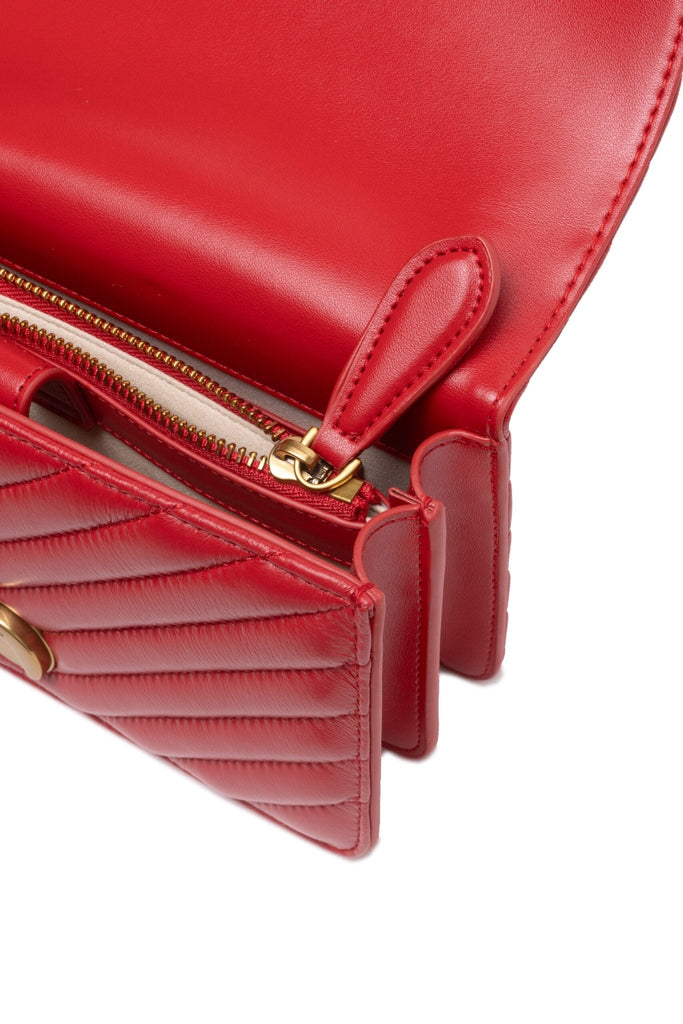 PINKO Red Leather Love One Mini Shoulder Bag - Beyzy Store - PINKO