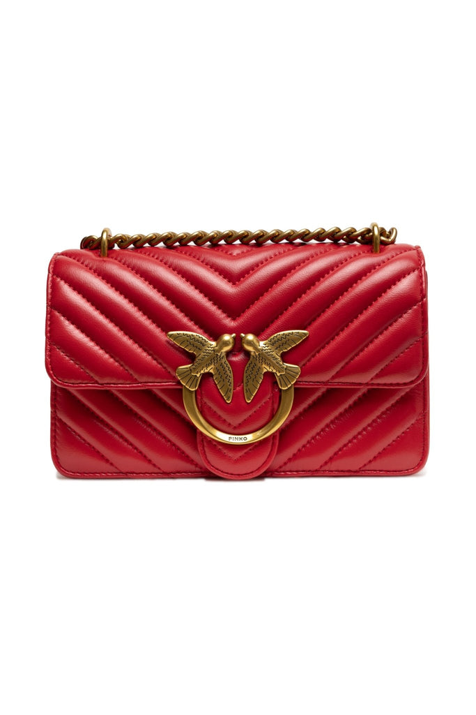 PINKO Red Leather Love One Mini Shoulder Bag - Beyzy Store - PINKO
