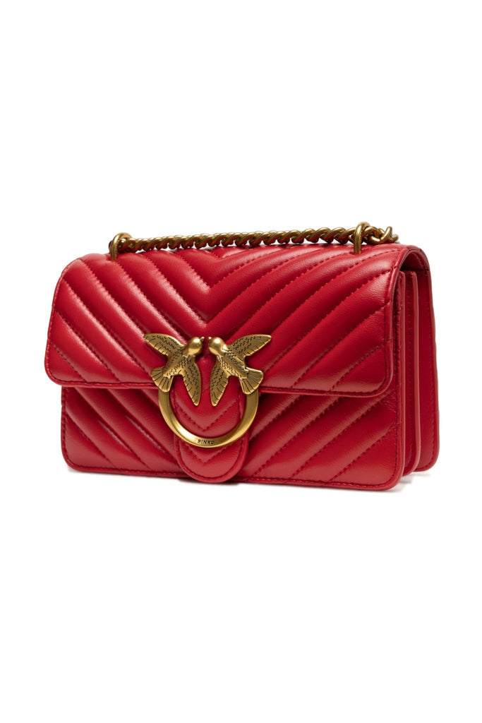 PINKO Red Leather Love One Mini Shoulder Bag - Beyzy Store - PINKO