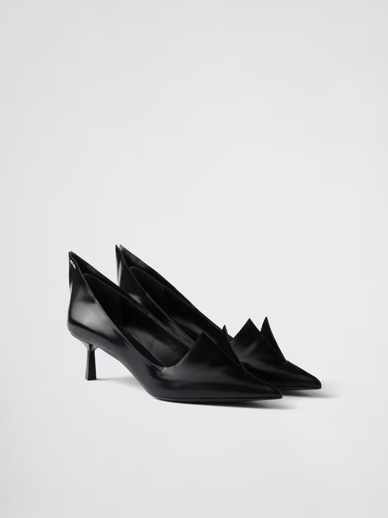 Prada Black Brushed Leather Pumps - Beyzy Store - Prada