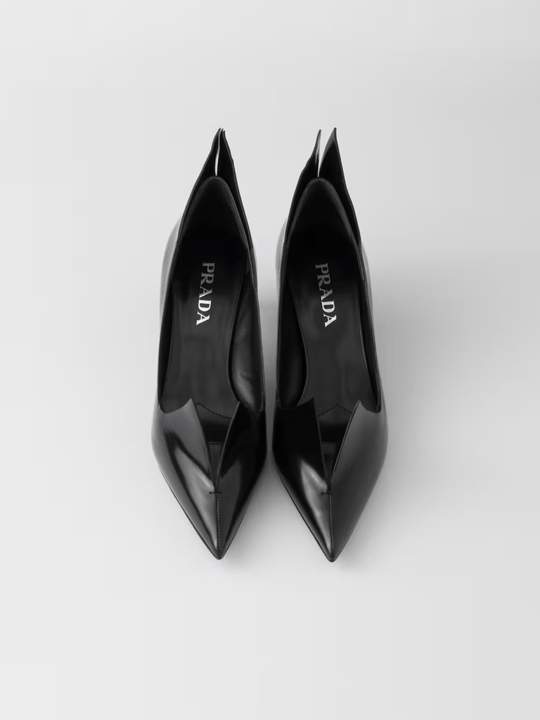 Prada Black Brushed Leather Pumps - Beyzy Store - Prada
