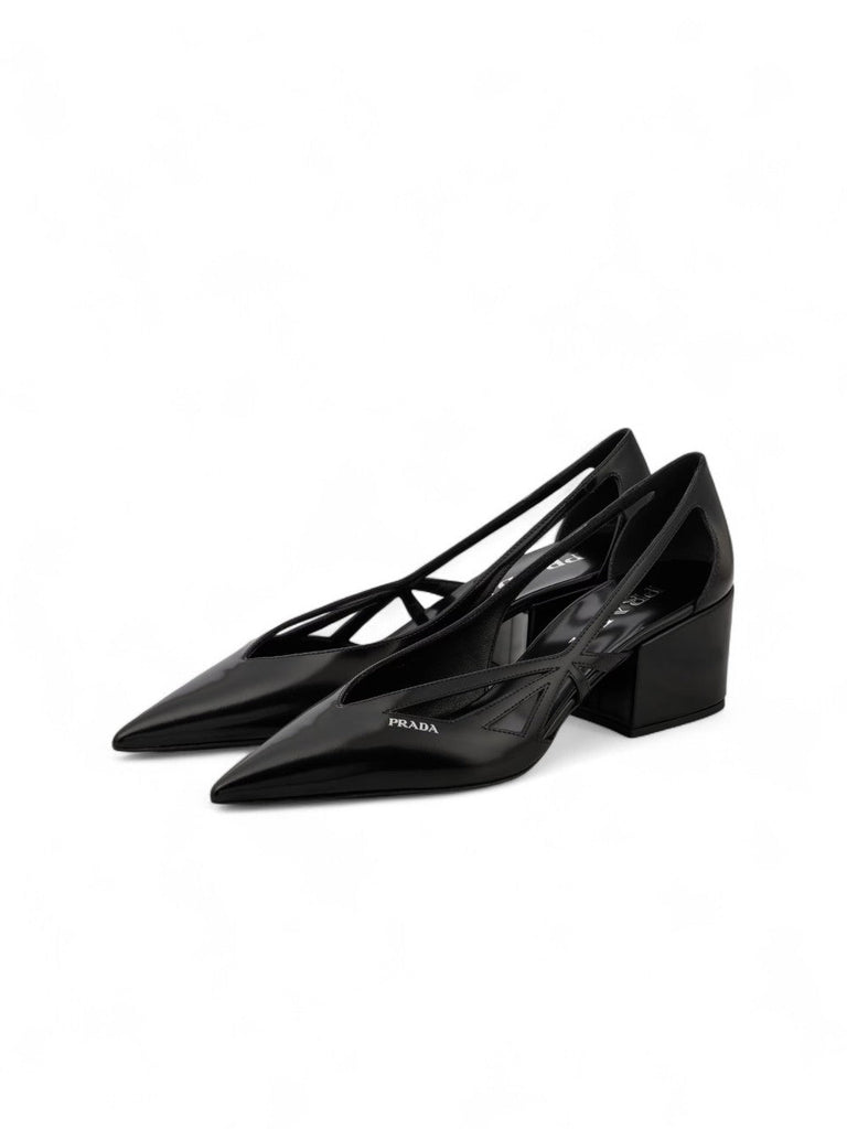 Prada Black Leather Cut - Out Pumps 55 - Beyzy Store - Prada