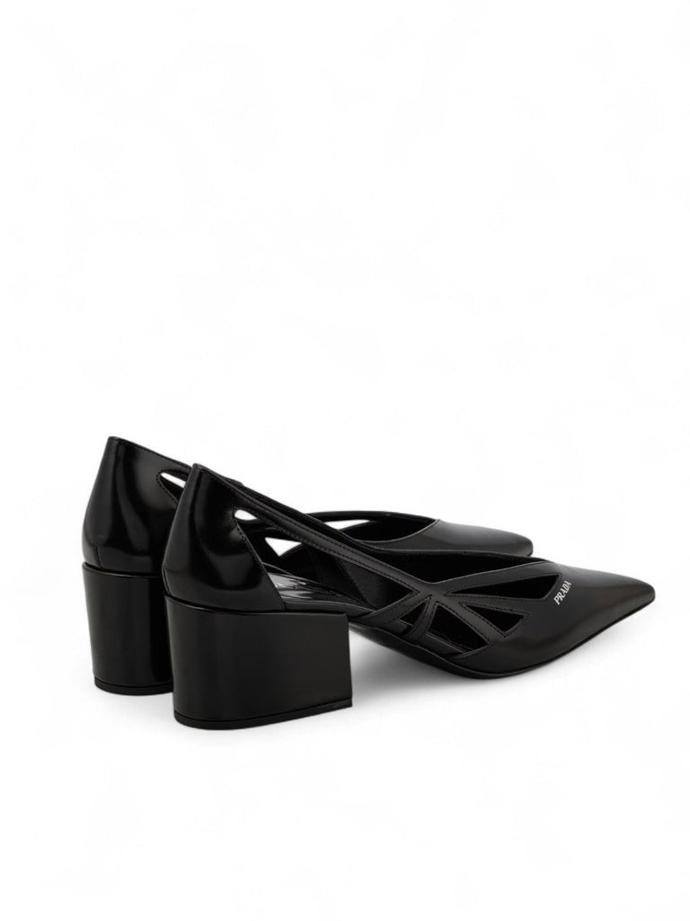 Prada Black Leather Cut - Out Pumps 55 - Beyzy Store - Prada