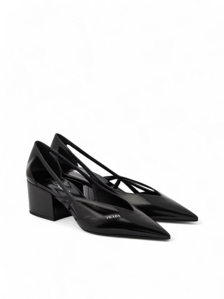 Prada Black Leather Cut - Out Pumps 55 - Beyzy Store - Prada