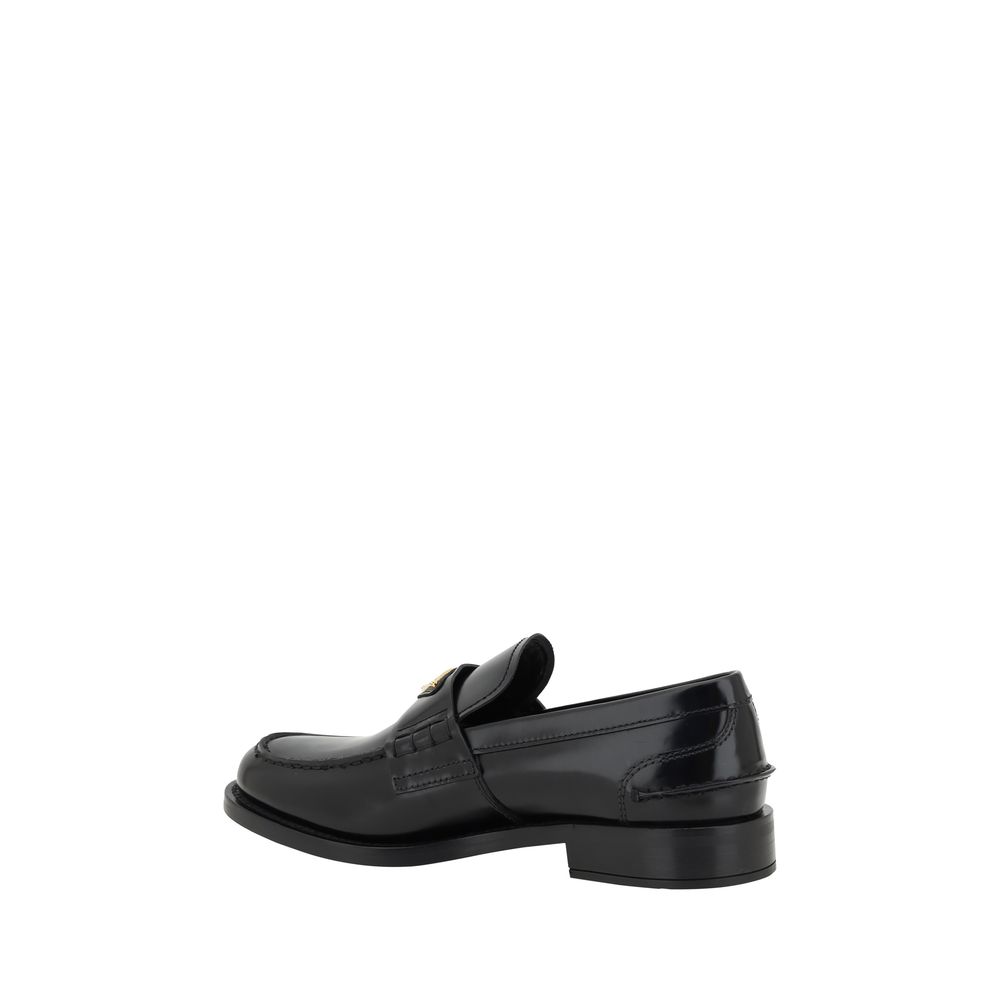 Prada Black Leather Logo Loafers - Beyzy Store - Prada