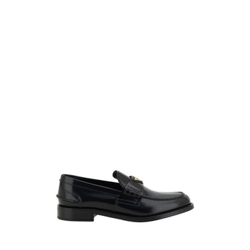 Prada Black Leather Logo Loafers - Beyzy Store - Prada