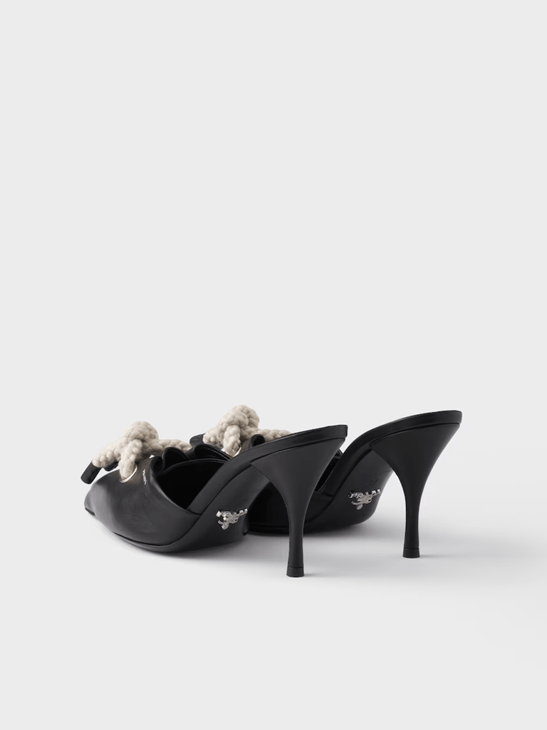 Prada Black Nappa Leather Rope Detail Sandals - Beyzy Store - Prada