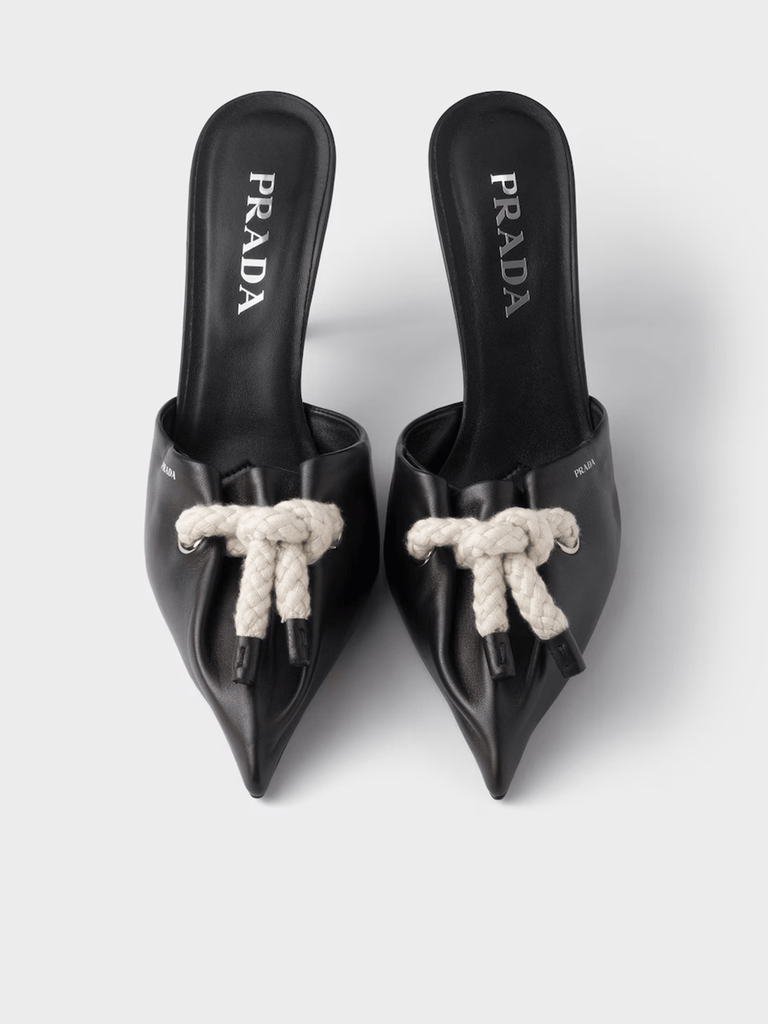 Prada Black Nappa Leather Rope Detail Sandals - Beyzy Store - Prada