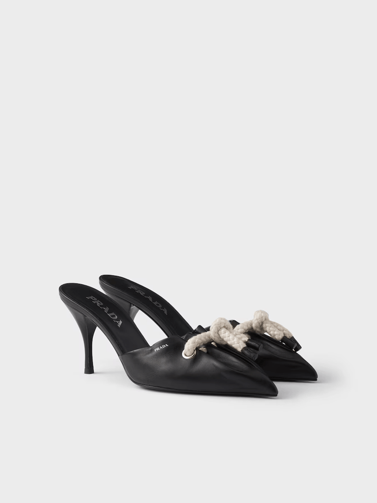 Prada Black Nappa Leather Rope Detail Sandals - Beyzy Store - Prada