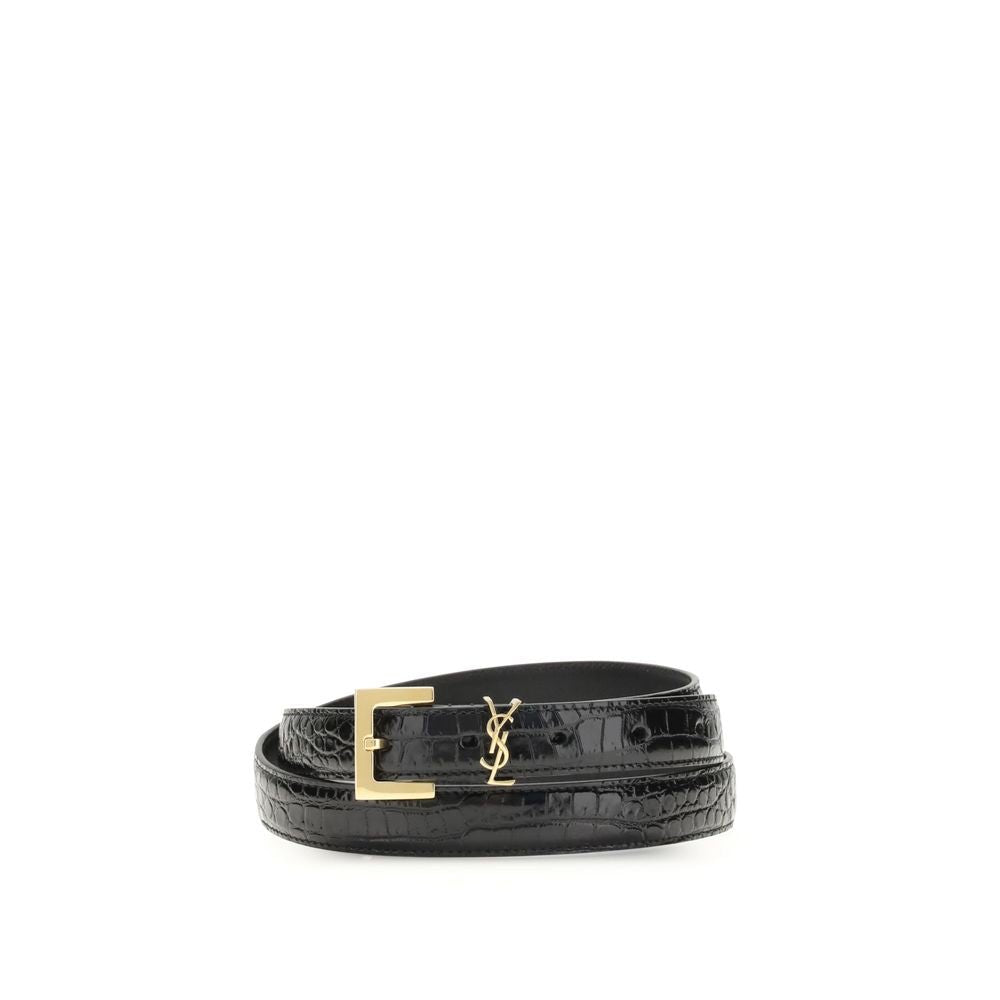 Saint Laurent Crocodile - effect Cassandre Belt - Beyzy Store - Saint Laurent