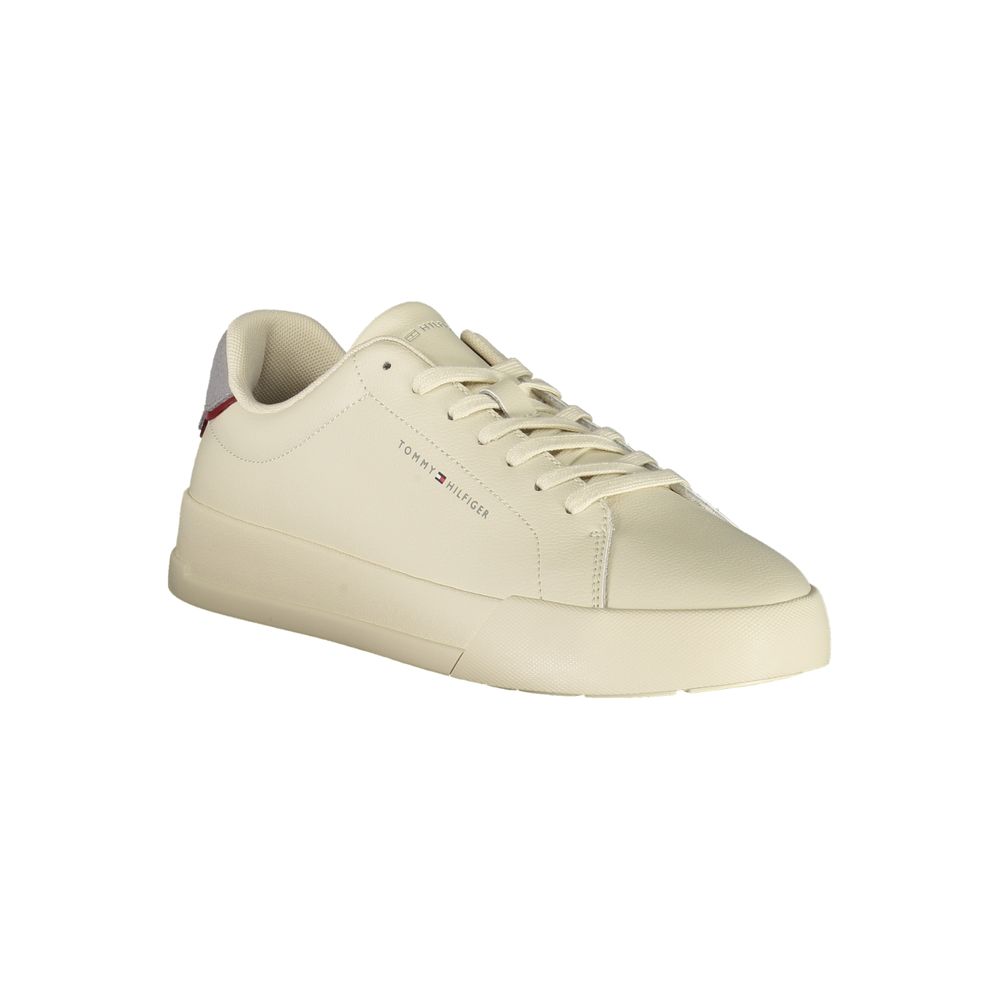 Tommy Hilfiger Beige Leather Men Sneaker - Beyzy Store - Tommy Hilfiger