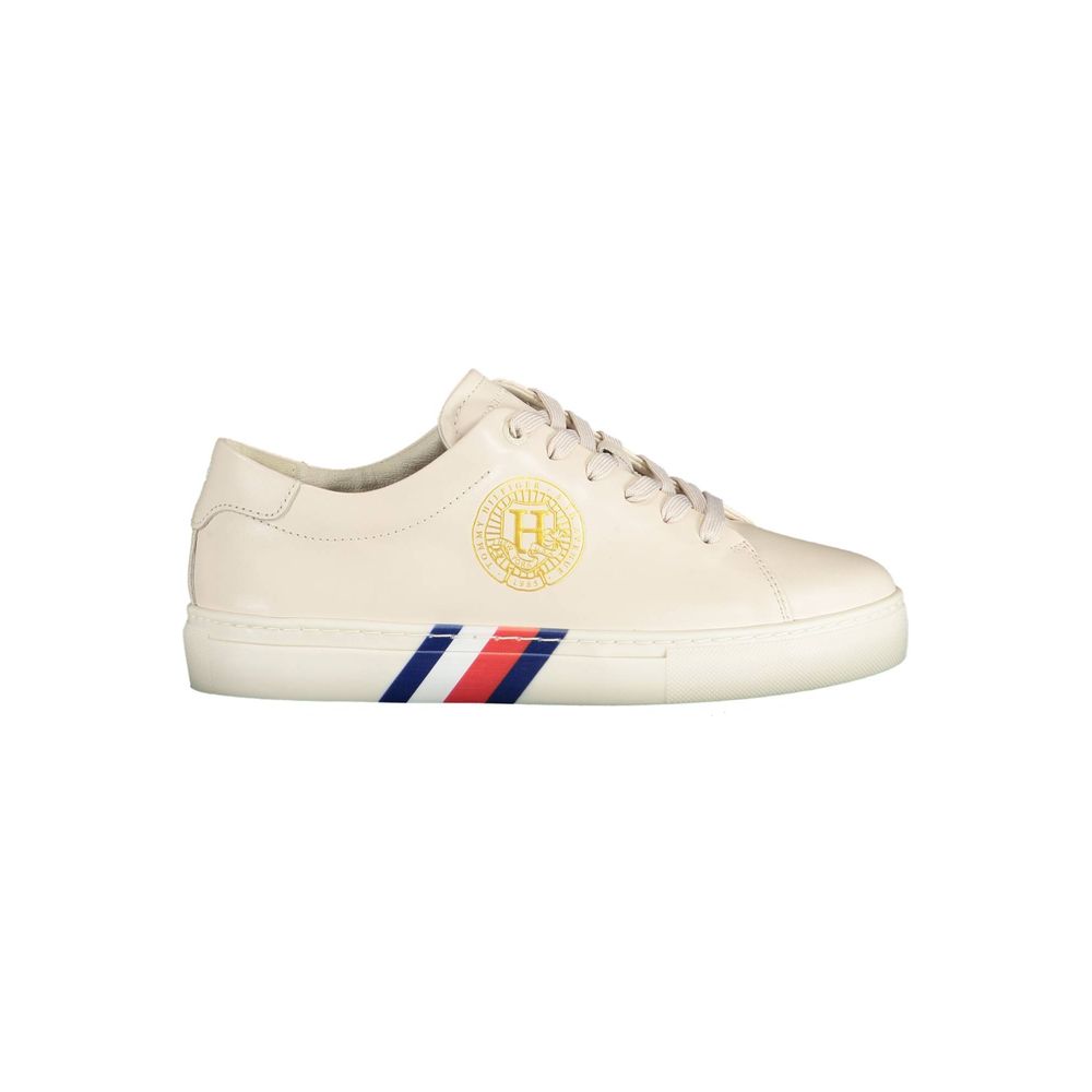 Tommy Hilfiger Beige Leather Women Sneaker - Beyzy Store - Tommy Hilfiger