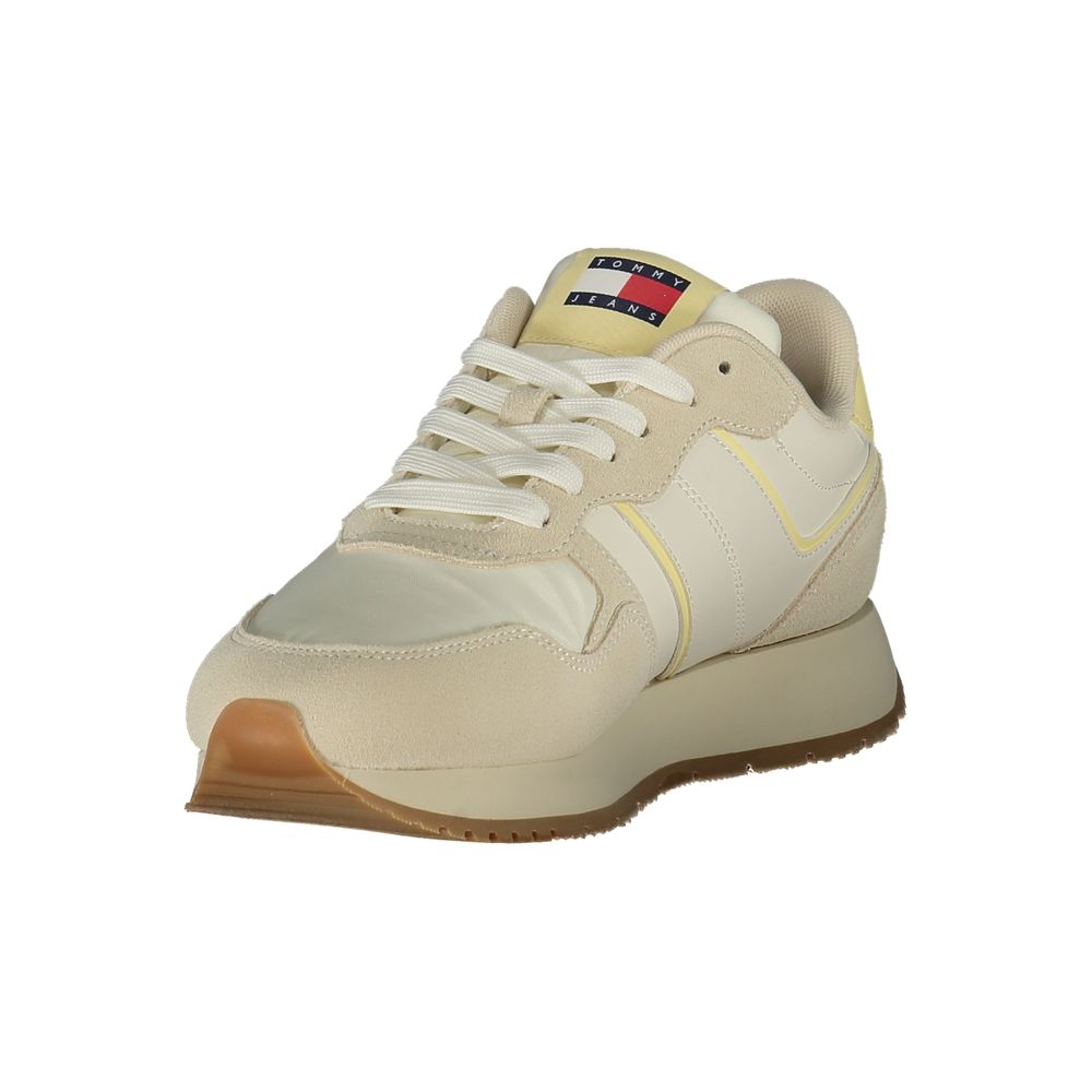 Tommy Hilfiger Beige Leather Women Sneaker - Beyzy Store - Tommy Hilfiger